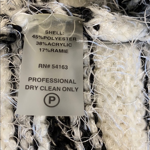 Calvin Klein eyelash knit open front cardigan, black and white, size Large - Picture 4 of 7